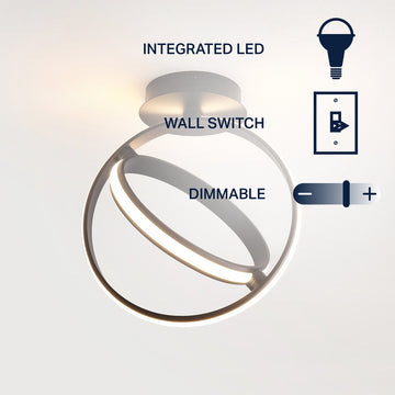 Nicole Modern Minimalist Aluminum Ring Integrated LED Semi Flush Mount - JONATHAN Y